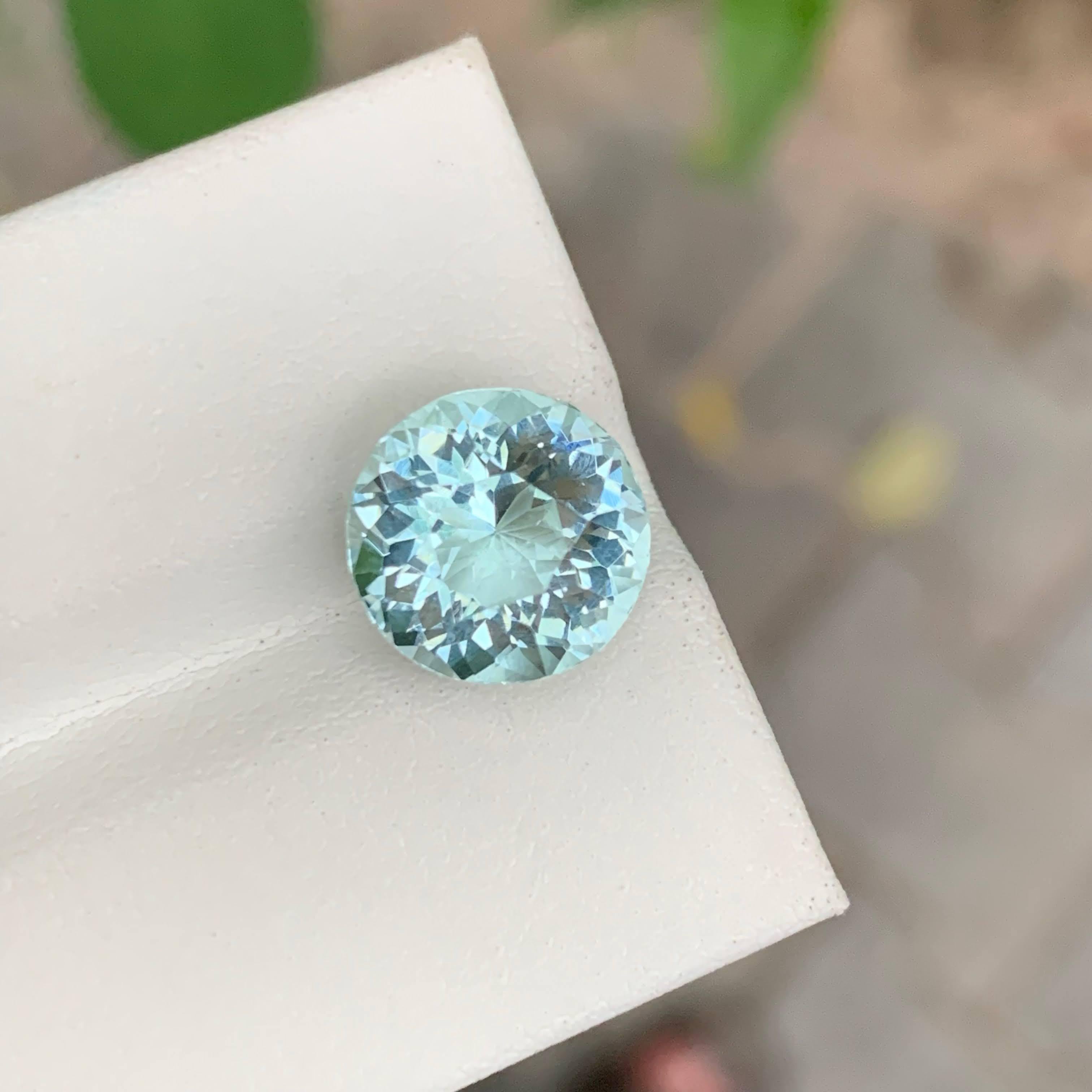 5.00 Carat Natural Loose Blue Aquamarine Stone Round Cut African Gemstone For Sale 4