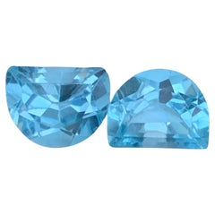 5.00 Carat Natural Loose Blue Topaz Pair Crescent Moon Shape Gemstone