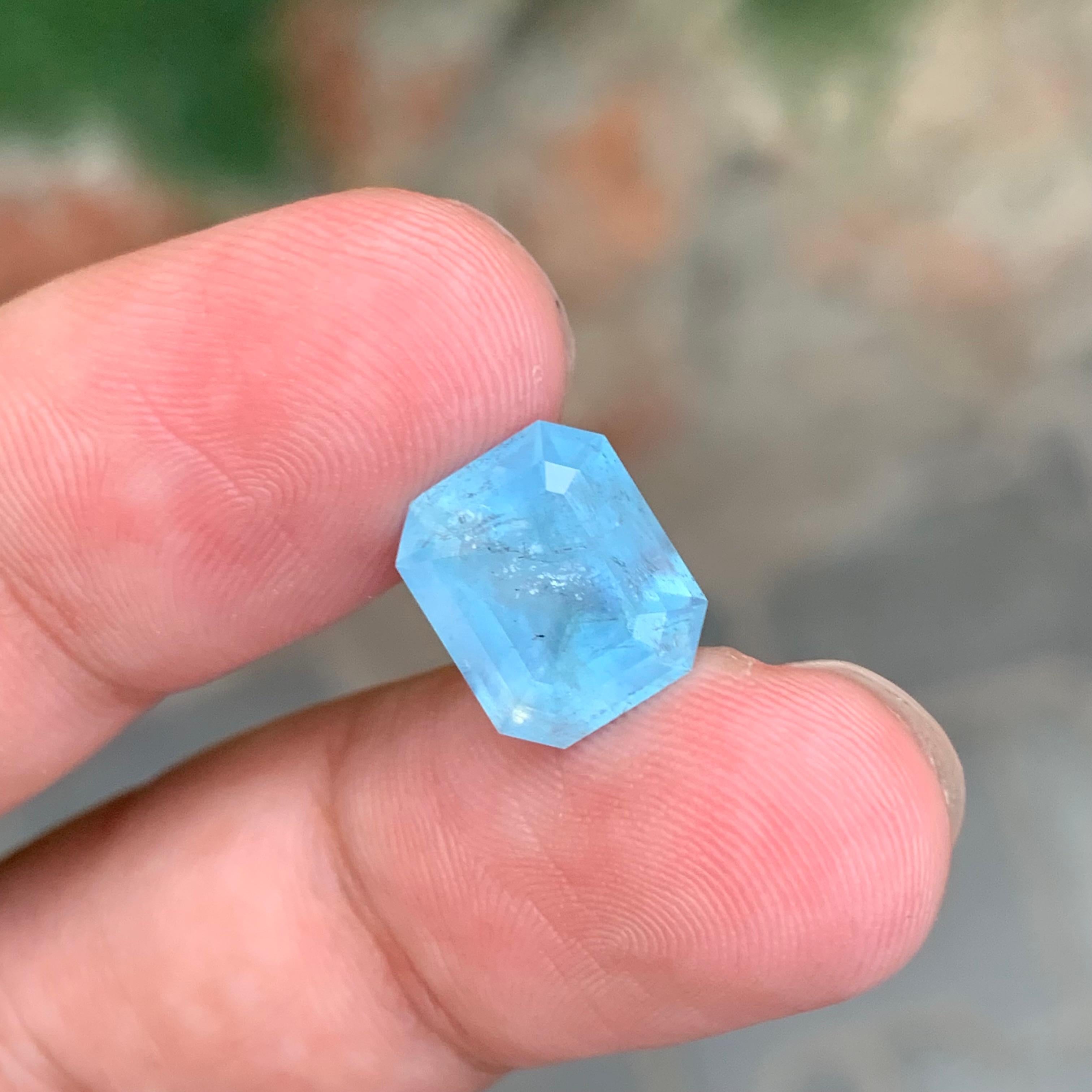 Emerald Cut Columbia Blue Color 5.00 Carat Natural Loose Aquamarine Included Quality For Sale