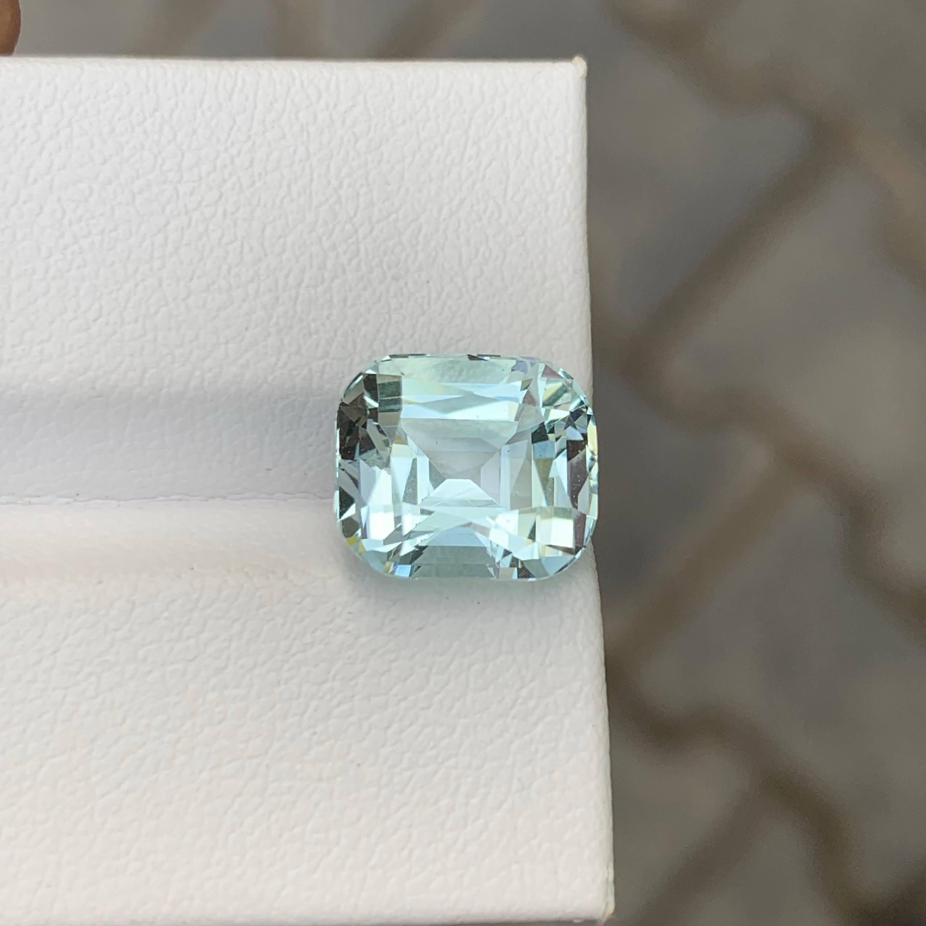 5.00 Carat Natural Loose Light Blue Aquamarine Cushion Cut Pakistani Gemstone (Aigue-marine bleu clair taillée en coussin) en vente 5
