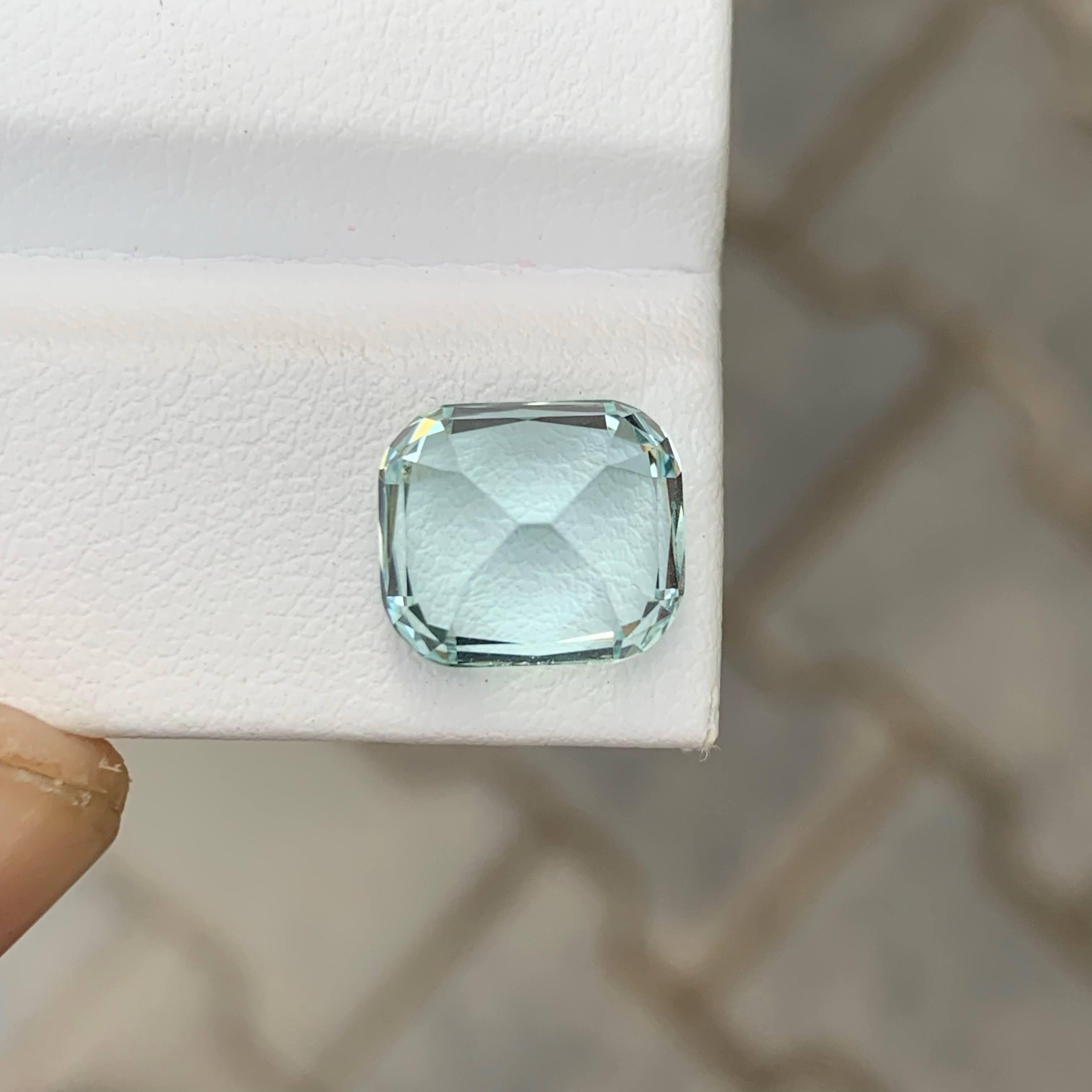 5.00 Carat Natural Loose Light Blue Aquamarine Cushion Cut Pakistani Gemstone (Aigue-marine bleu clair taillée en coussin) en vente 1