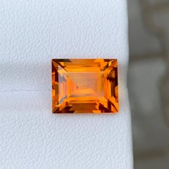 5.00 Carat Natural Loose Madeira Orange Citrine Stone Baguette Cut Brazilian Gem