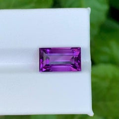 5.00 Carat Natural Loose Purple Amethyst Stone Baguette Cut Brazilian Gemstone
