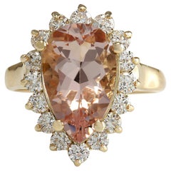 Natural Morganite 14 Karat Yellow Gold Diamond Ring