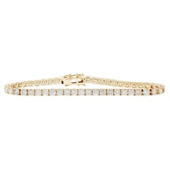 Bracelet tennis à 4 griffes en or jaune 14 carats avec diamants ronds naturels de 5,00 carats	