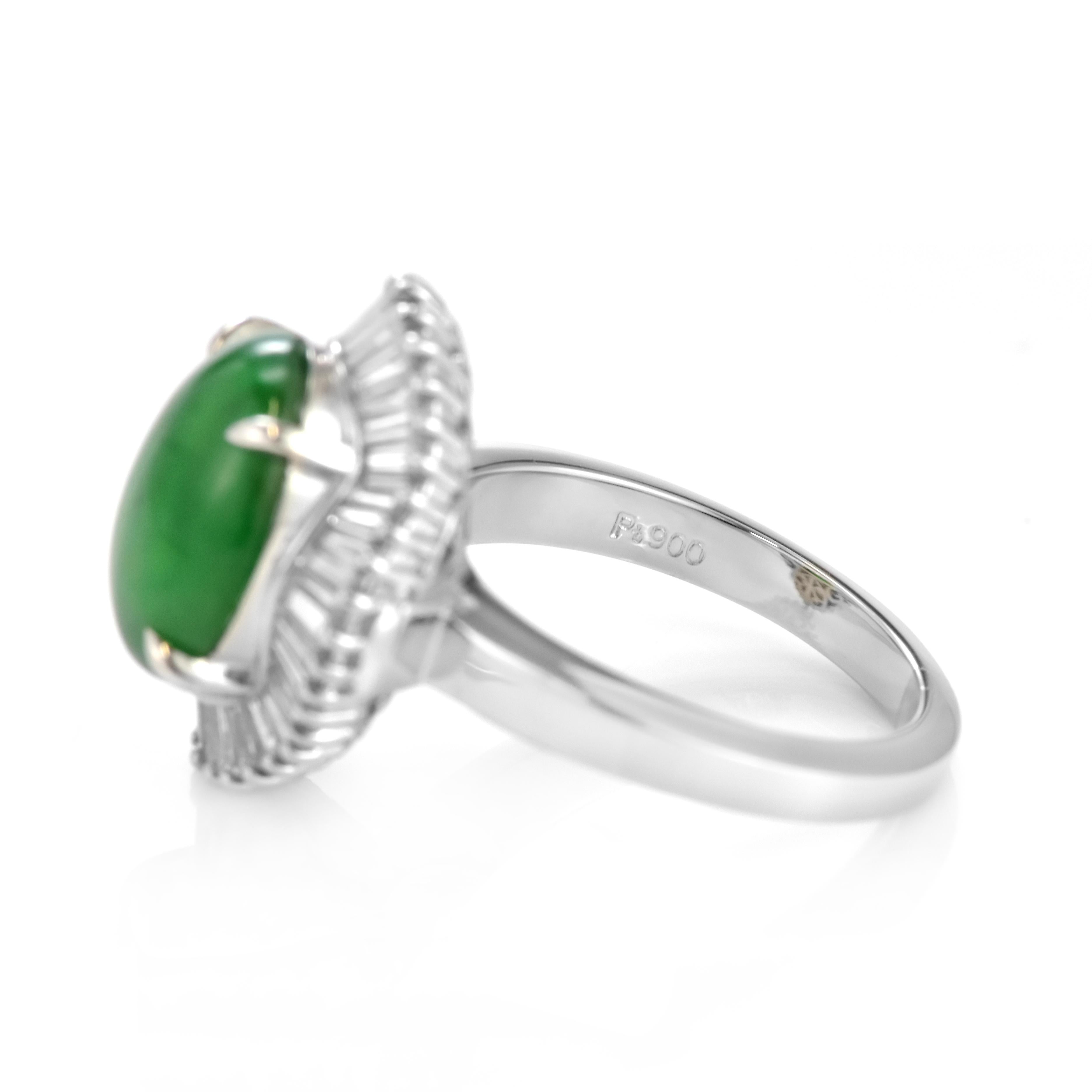 5.00 Carat Natural Type A Jade and Diamond Ballerina Ring Made in Platinum For Sale 7
