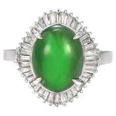 5,00 Karat natürlicher Typ A Jade und Diamant-Ballerina-Ring aus Platin