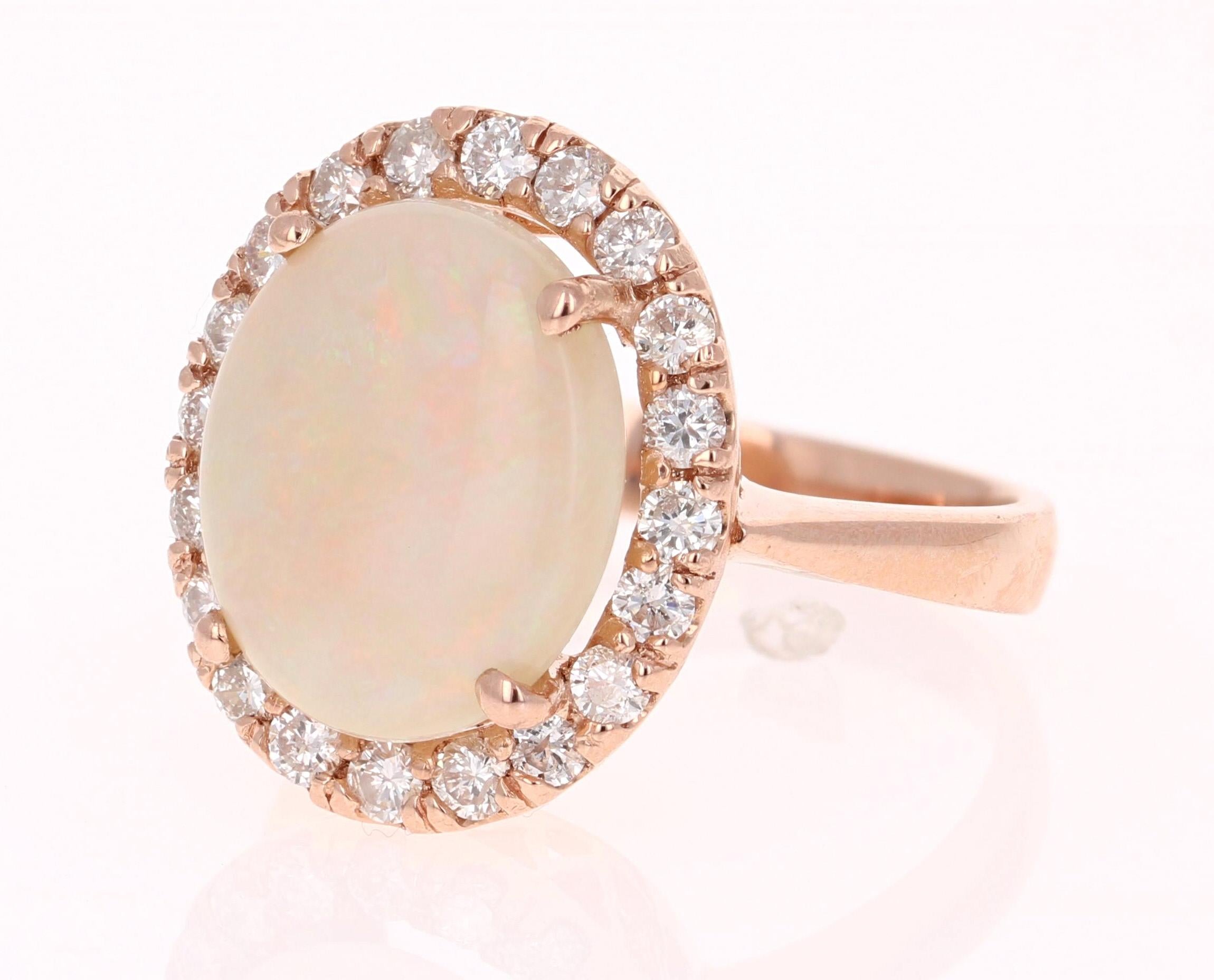 Modern 5.00 Carat Opal Diamond 14 Karat Rose Gold Ring