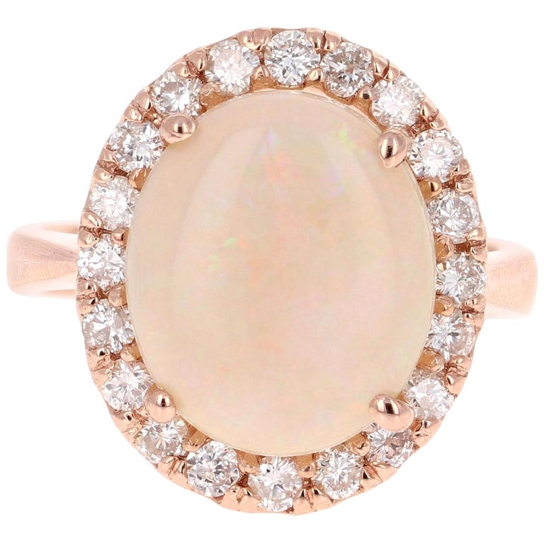 5.00 Carat Opal Diamond 14 Karat Rose Gold Ring For Sale at 1stDibs