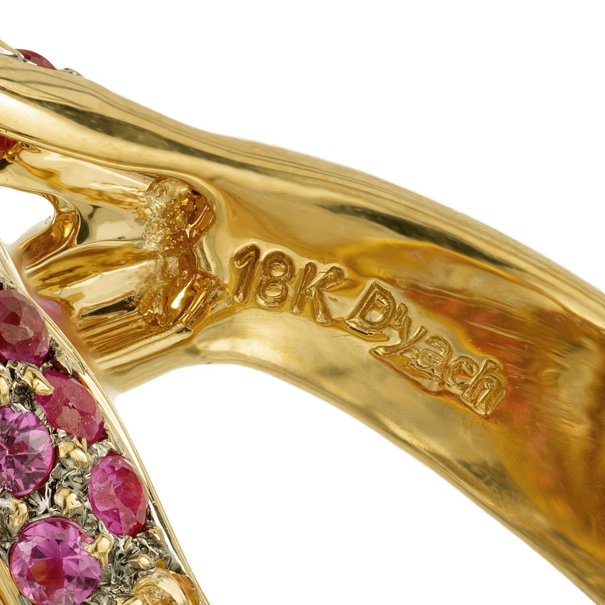 5.00 Carat Oval Crystal Opal Ruby Swirl Gold Cocktail Ring For Sale 1