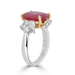 5.00 Carat Oval Cut Ruby and Diamond Cocktail Ring