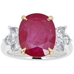 5.00 Carat Oval Cut Ruby and Diamond Cocktail Ring