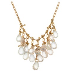 5.00 Carat Pear Sapphire Yellow Gold Necklace