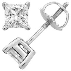 5.00 Carat Princess Brilliant Cut Diamond Stud Earrings 18 Karat Gold Setting 5.00 Carat Princess Brilliant Cut Diamond Stud Earrings 18 Karat Gold Setting