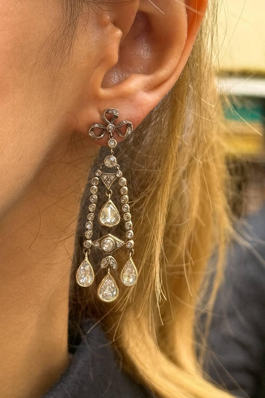 5,00 Karat Diamant-Ohrringe im Rosenschliff. im Angebot 6