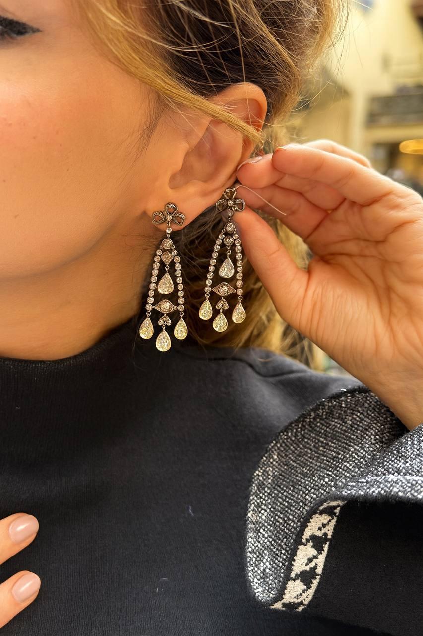 5,00 Karat Diamant-Ohrringe im Rosenschliff. im Angebot 7