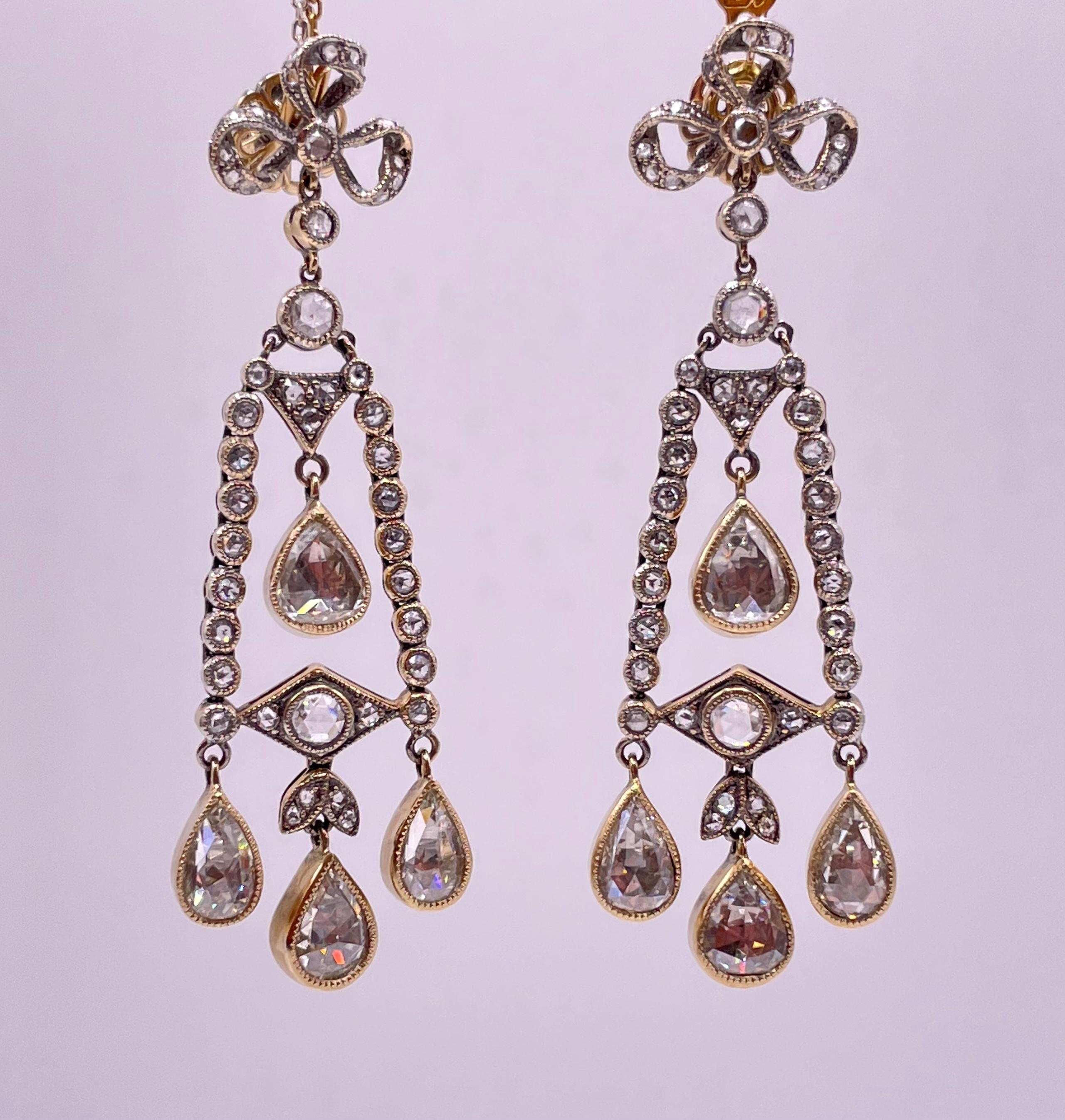 Taille rose Boucles d'oreilles en diamant taillé en rose de 5,00 carats. en vente