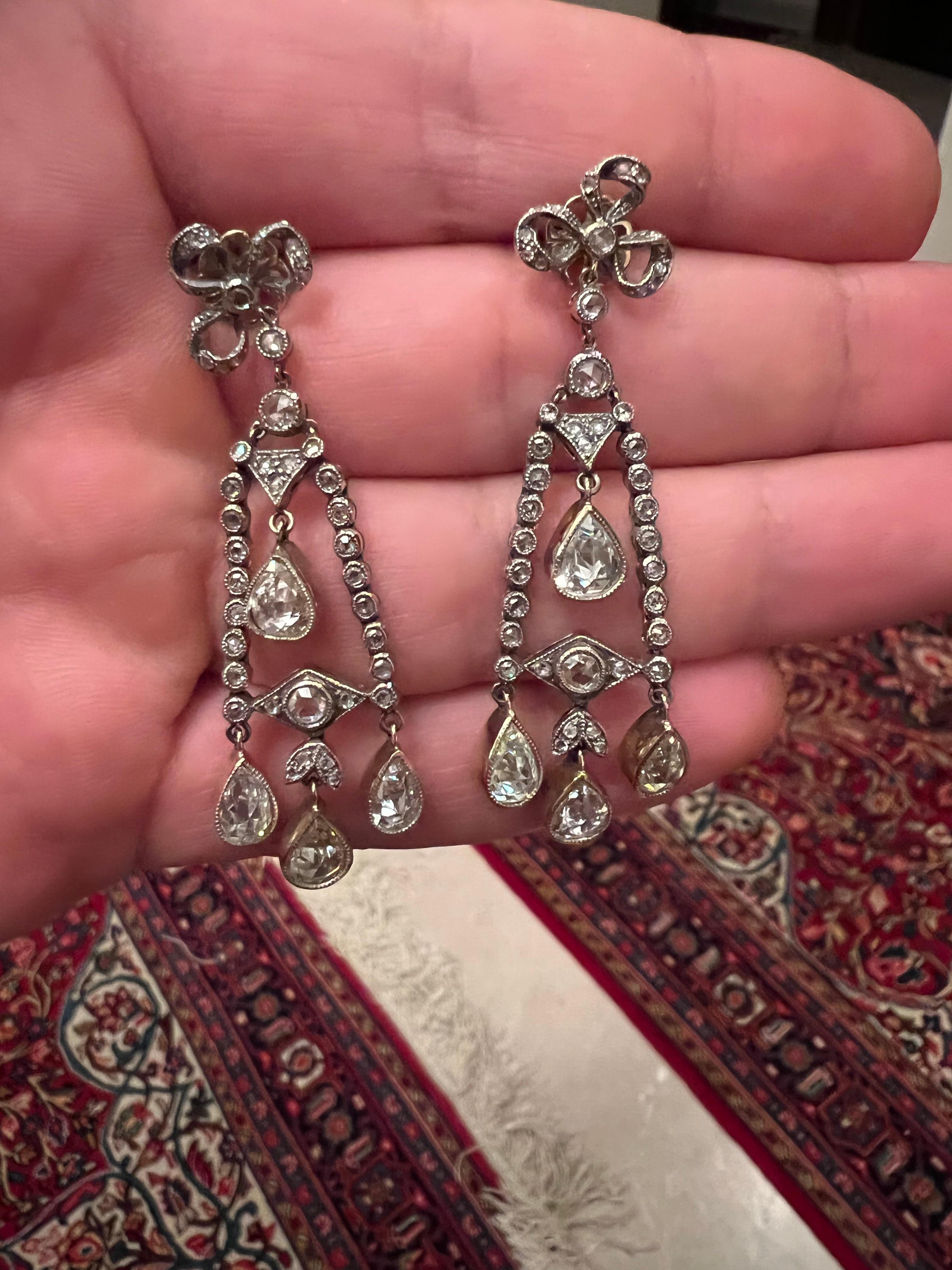Boucles d'oreilles en diamant taillé en rose de 5,00 carats. Excellent état - En vente à Firenze, FI