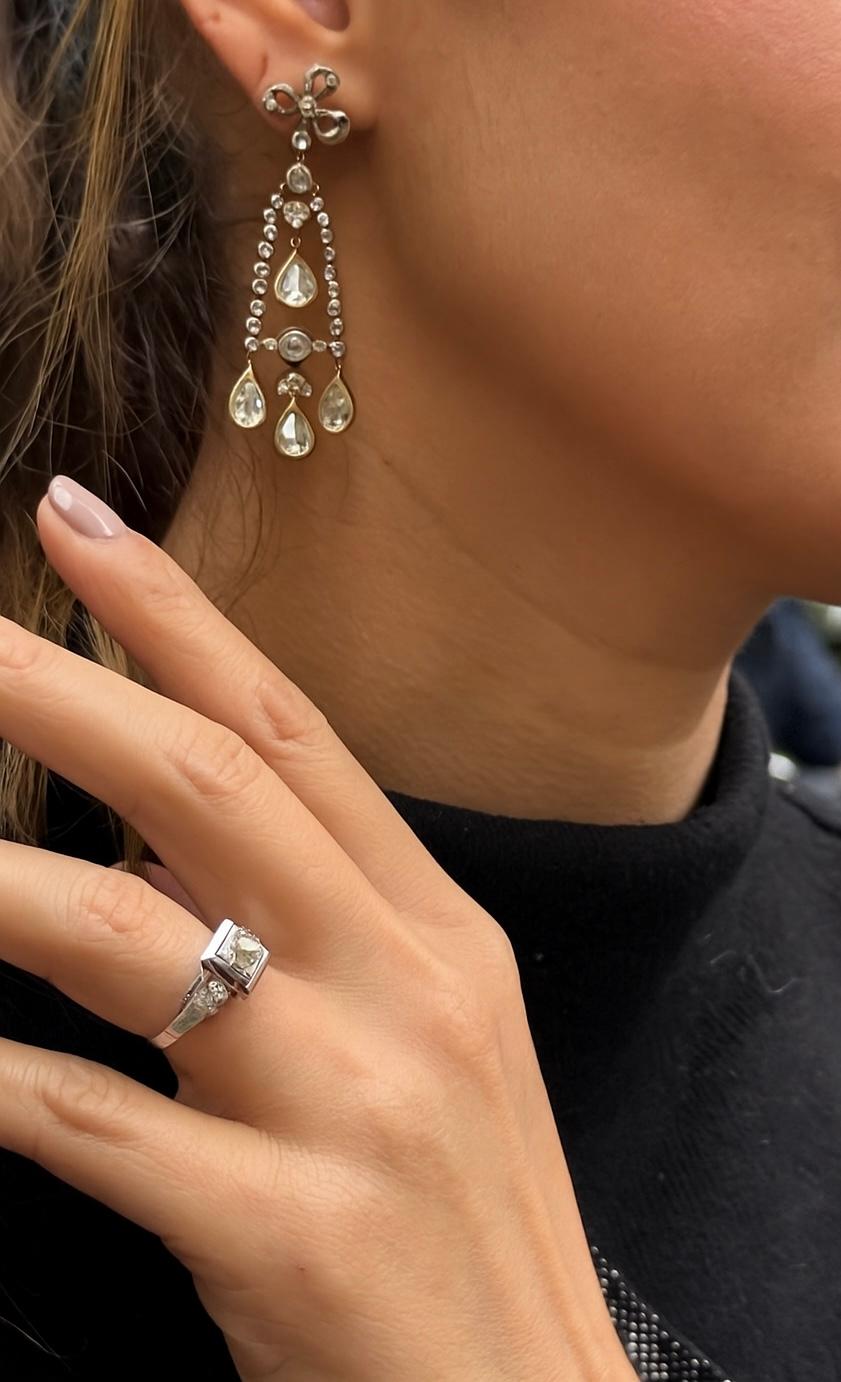 5,00 Karat Diamant-Ohrringe im Rosenschliff. im Angebot 3