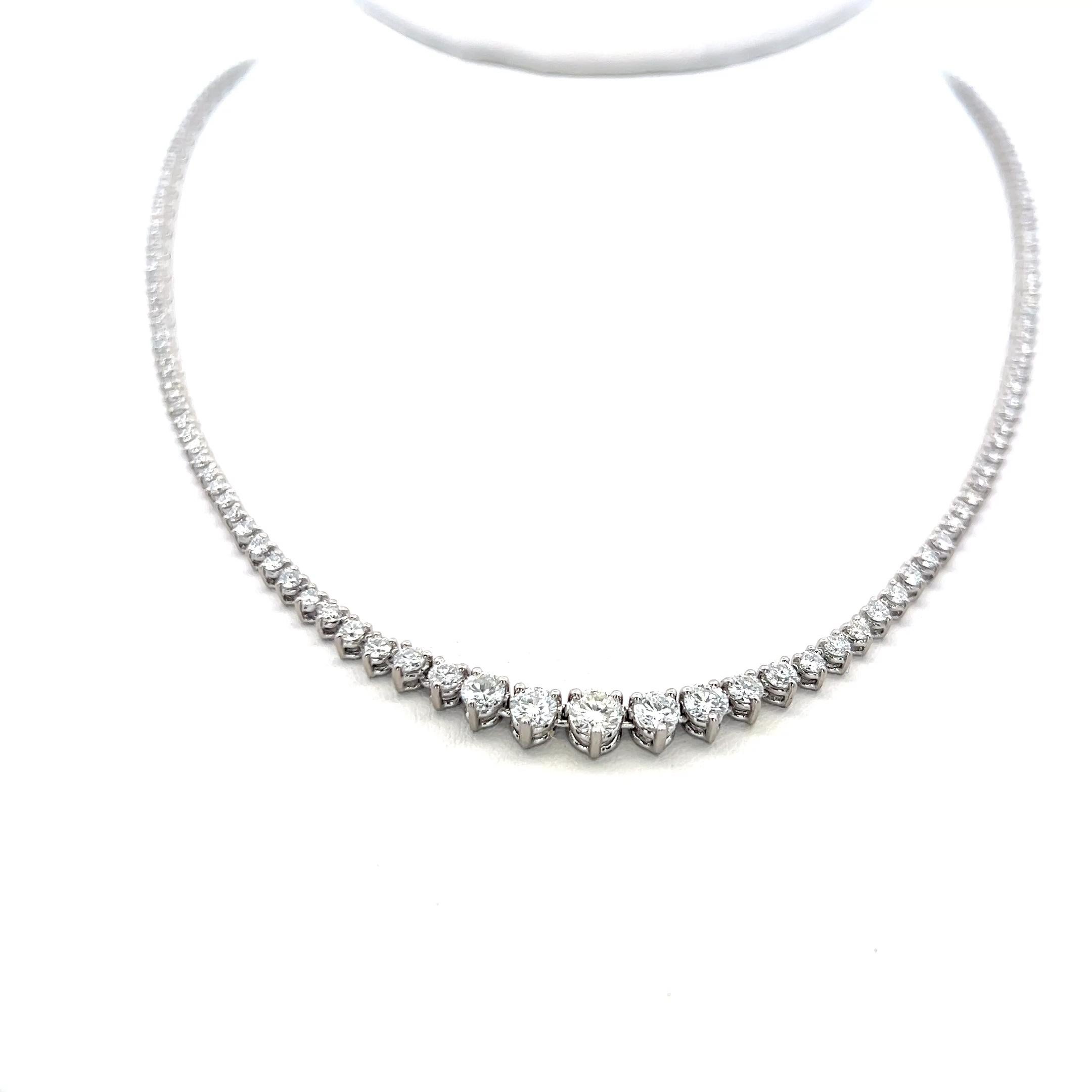 Collier Riviera en or blanc 14 carats avec diamants brillants ronds de 5,00 carats Neuf à New York, NY