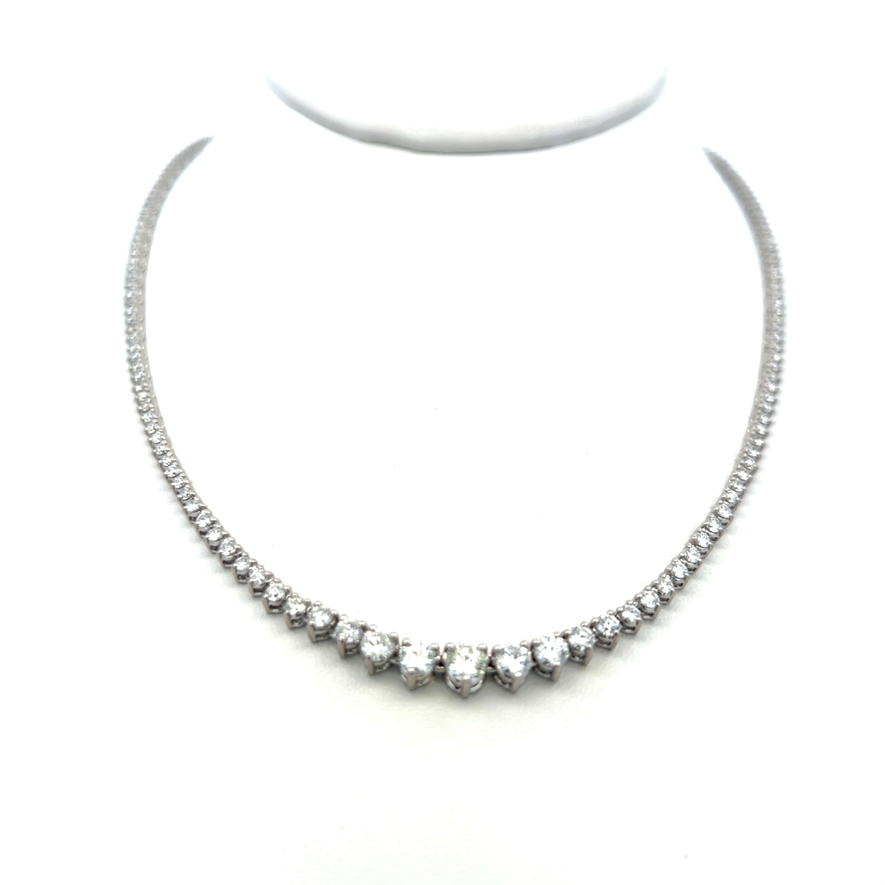  Collier Riviera en or blanc 14 carats avec diamants brillants ronds de 5,00 carats Pour femmes 