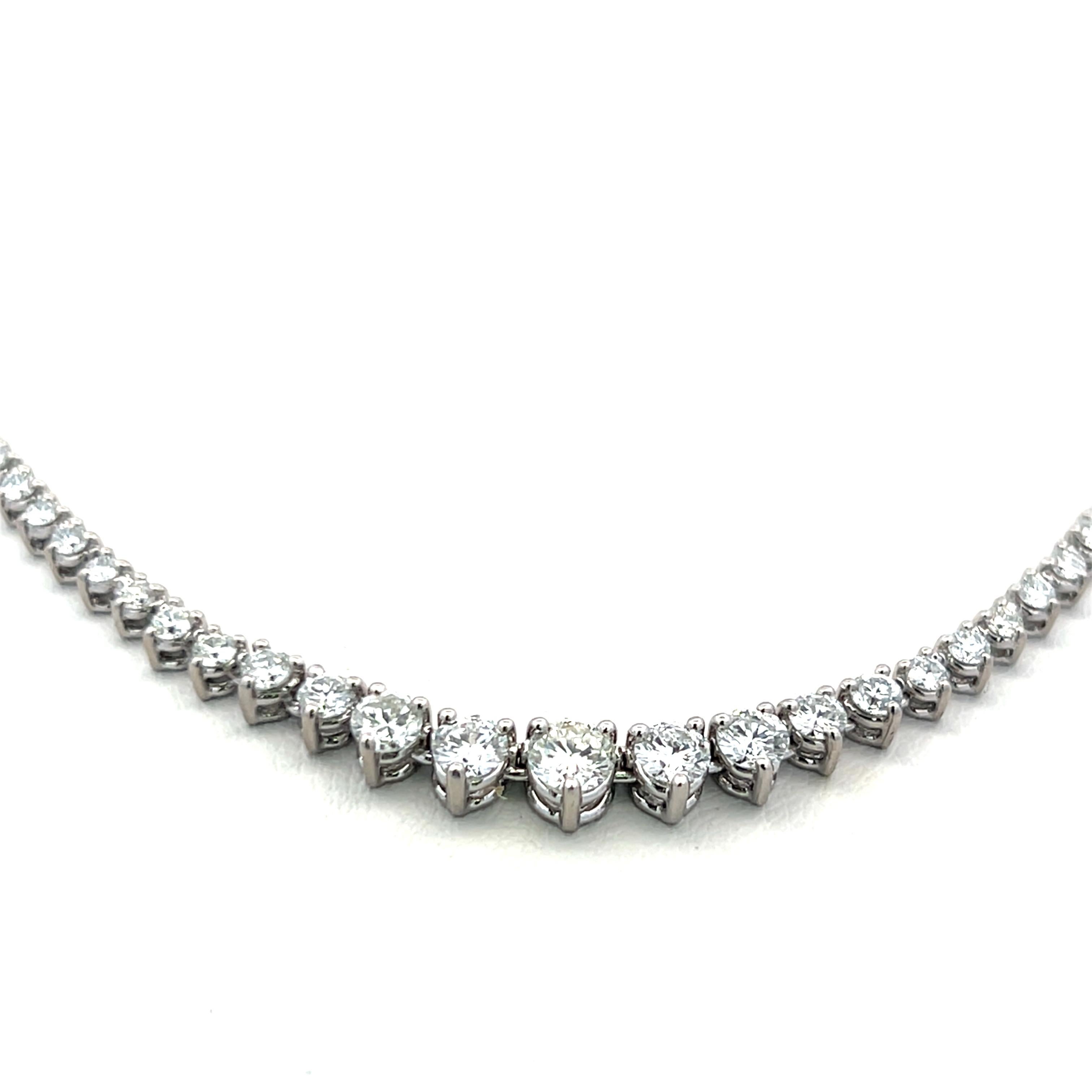 Collier Riviera en or blanc 14 carats avec diamants brillants ronds de 5,00 carats 1