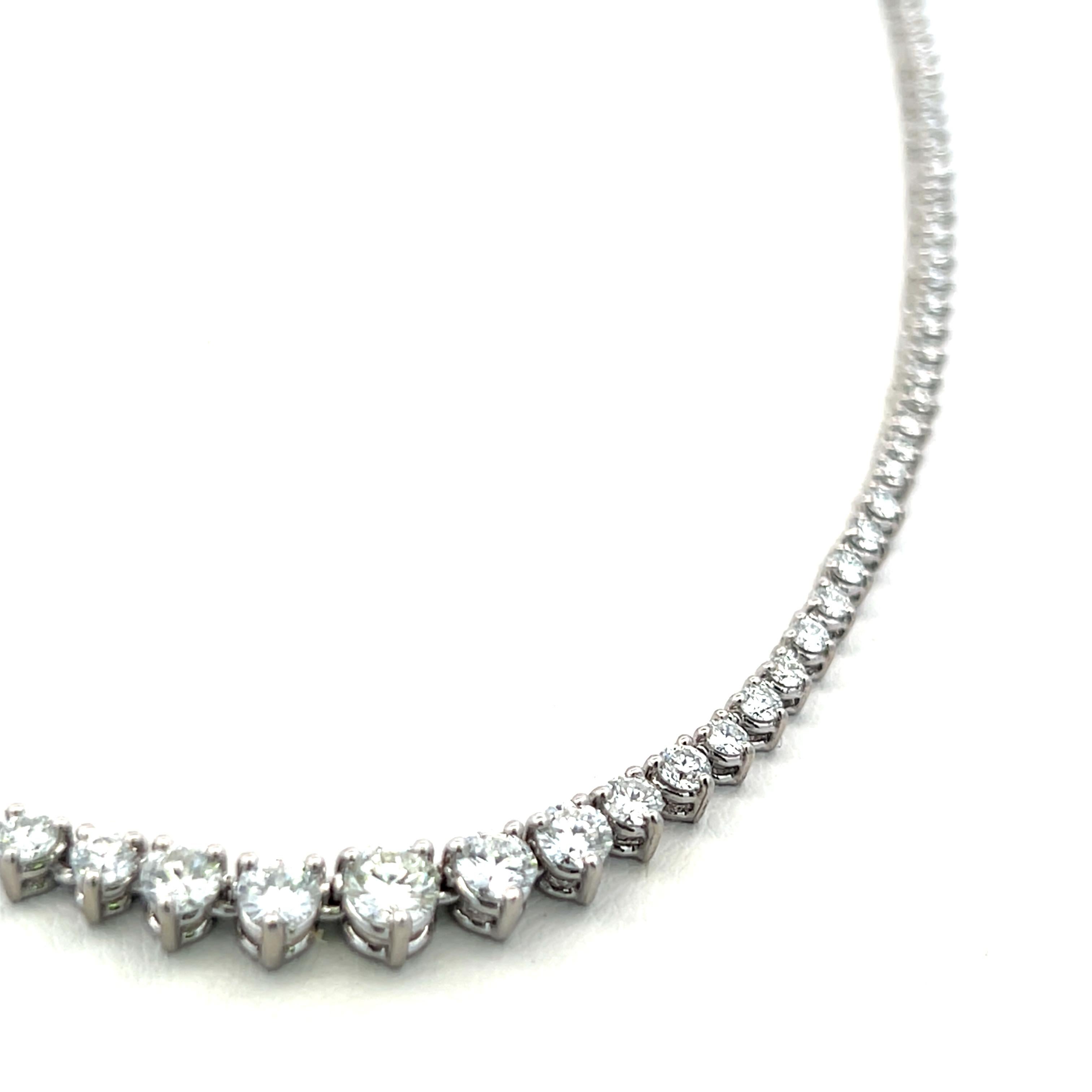 Collier Riviera en or blanc 14 carats avec diamants brillants ronds de 5,00 carats 2