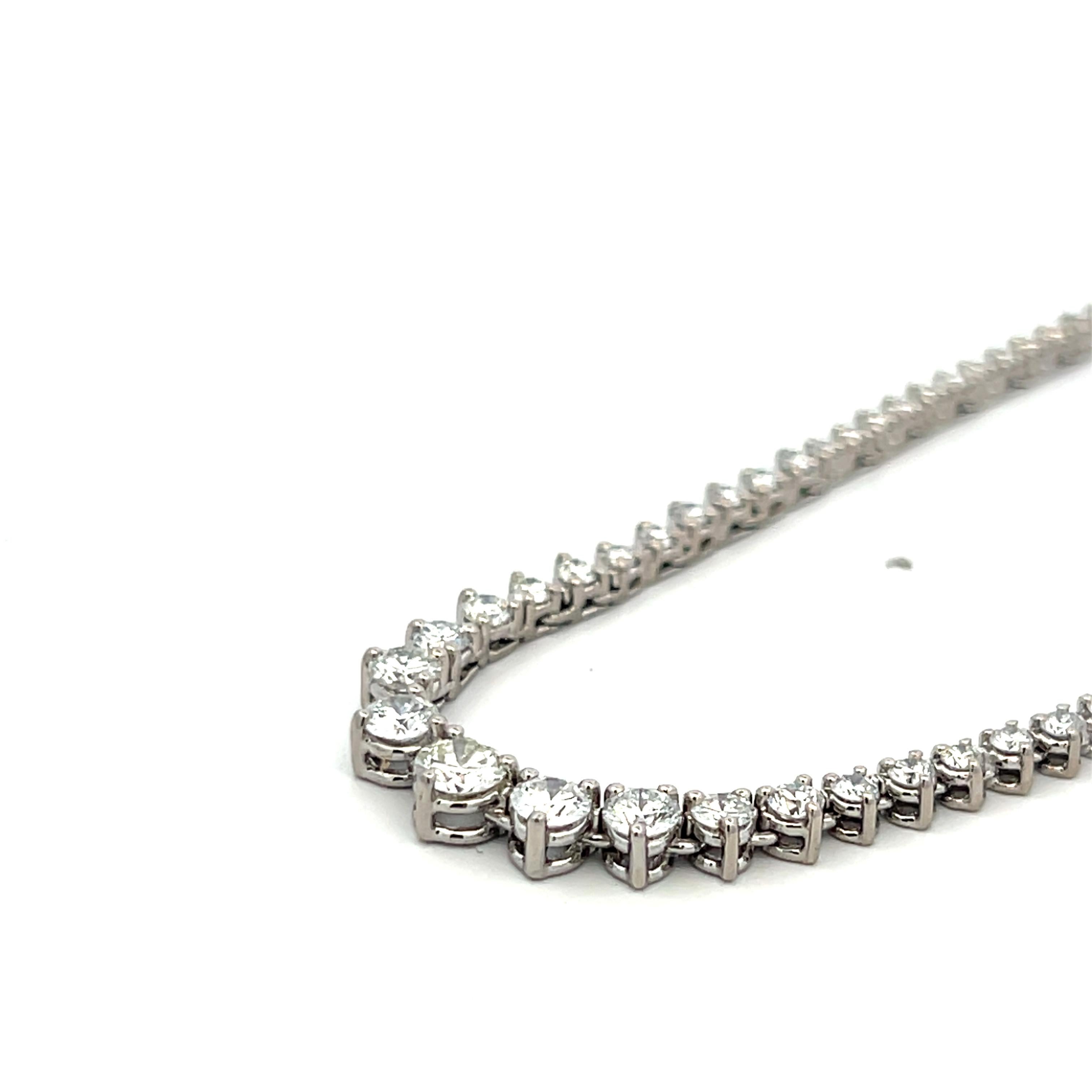 Collier Riviera en or blanc 14 carats et diamants ronds et brillants de 5,00 carats en vente 3