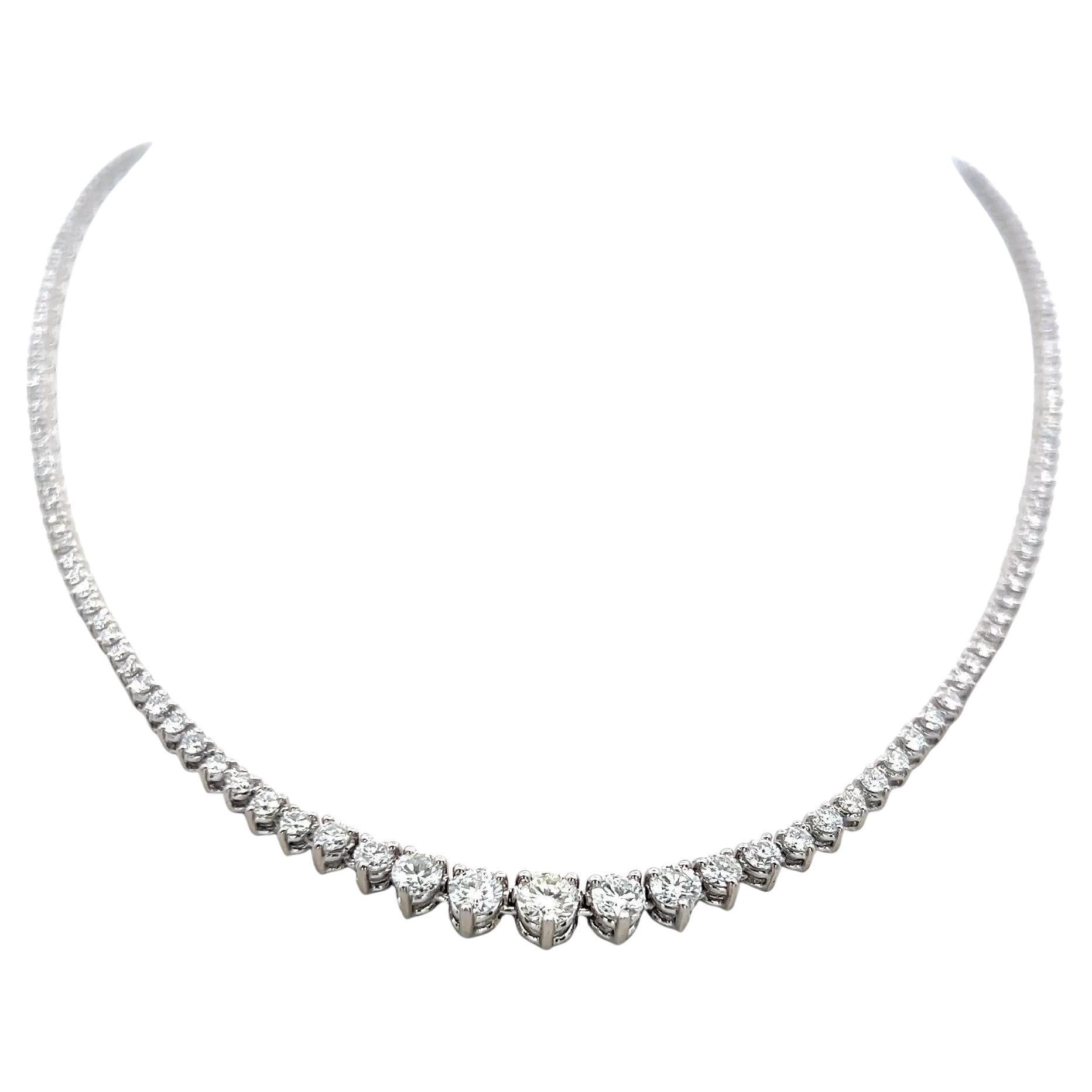 Collana Riviera con diamanti tondi e brillanti da 5,00 carati in oro bianco 14K