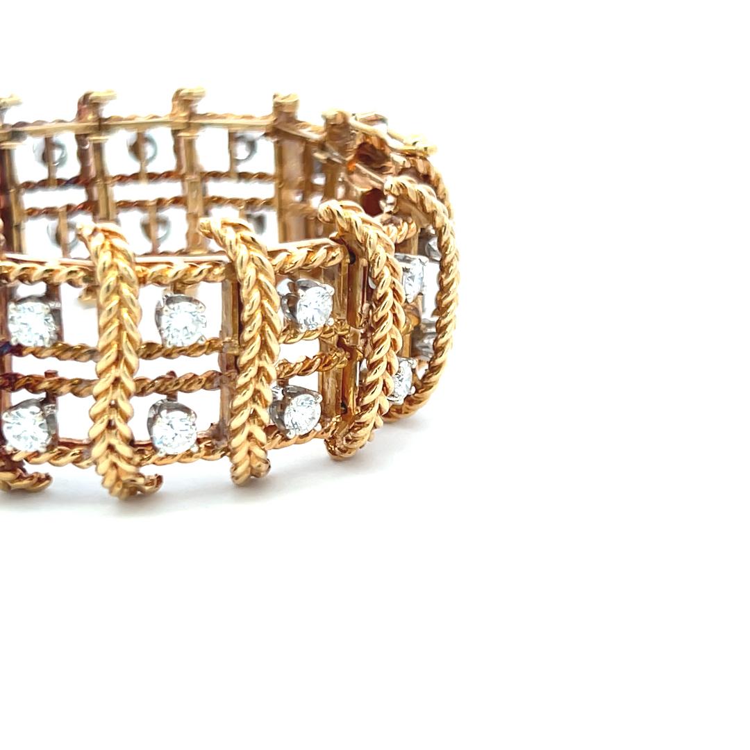 Bracelet à maillons en or jaune 18 carats, diamant rond brillant G VS de 5,00 carats en vente 1