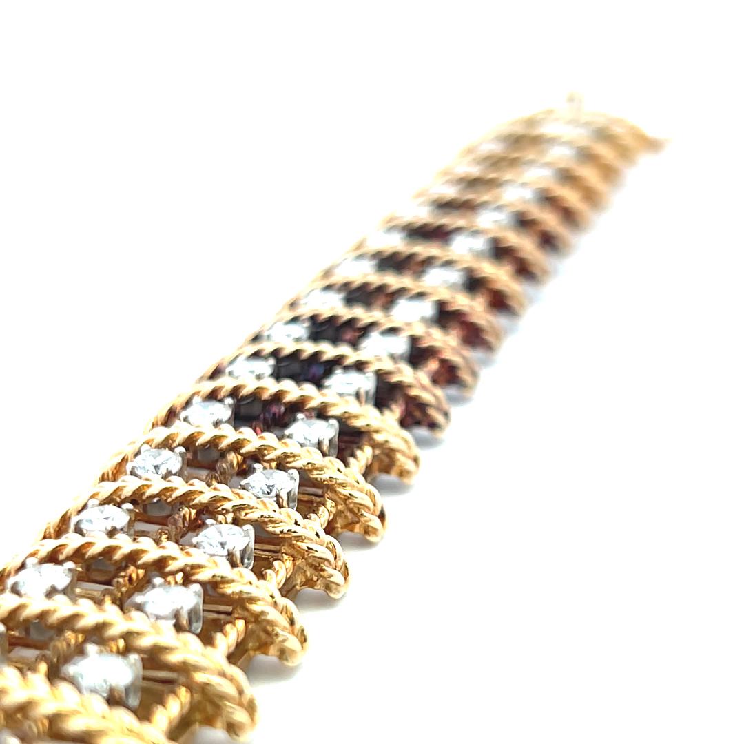 Bracelet à maillons en or jaune 18 carats, diamant rond brillant G VS de 5,00 carats en vente 2