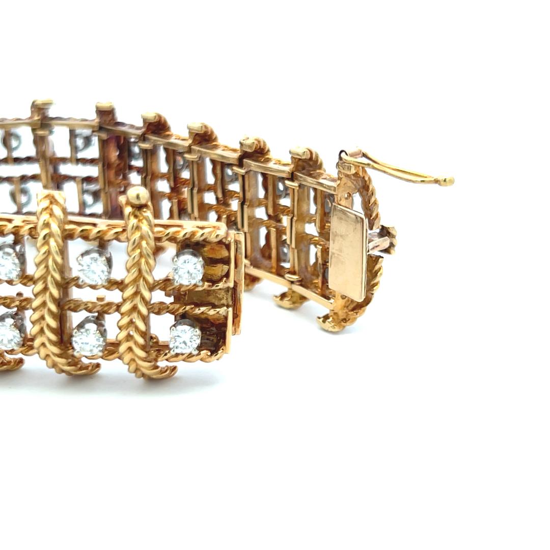 Bracelet à maillons en or jaune 18 carats, diamant rond brillant G VS de 5,00 carats en vente 3