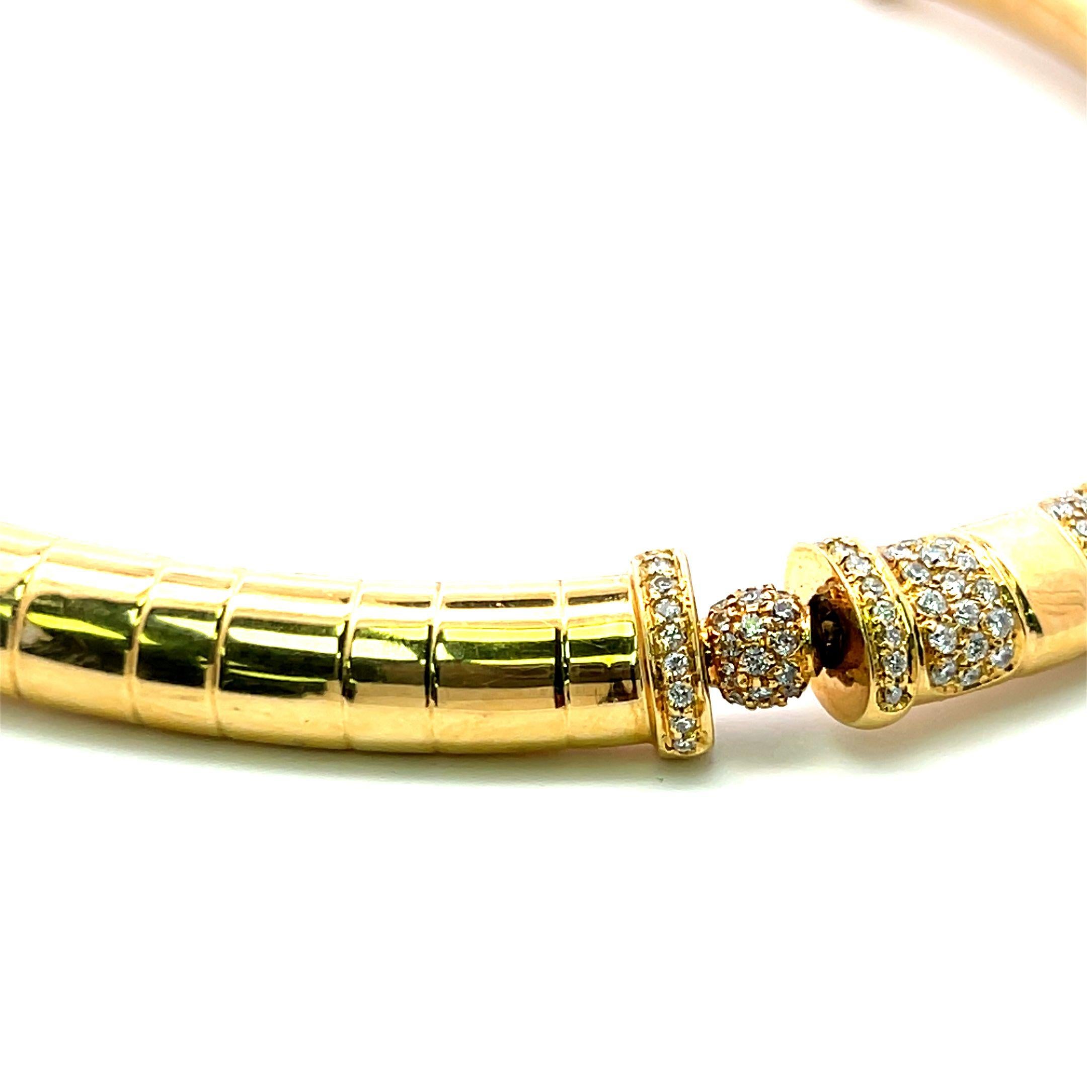 Round Cut 5.00 Carat Round Brilliant G VS1 Diamond 18 Karat Yellow Gold Choker Necklace For Sale