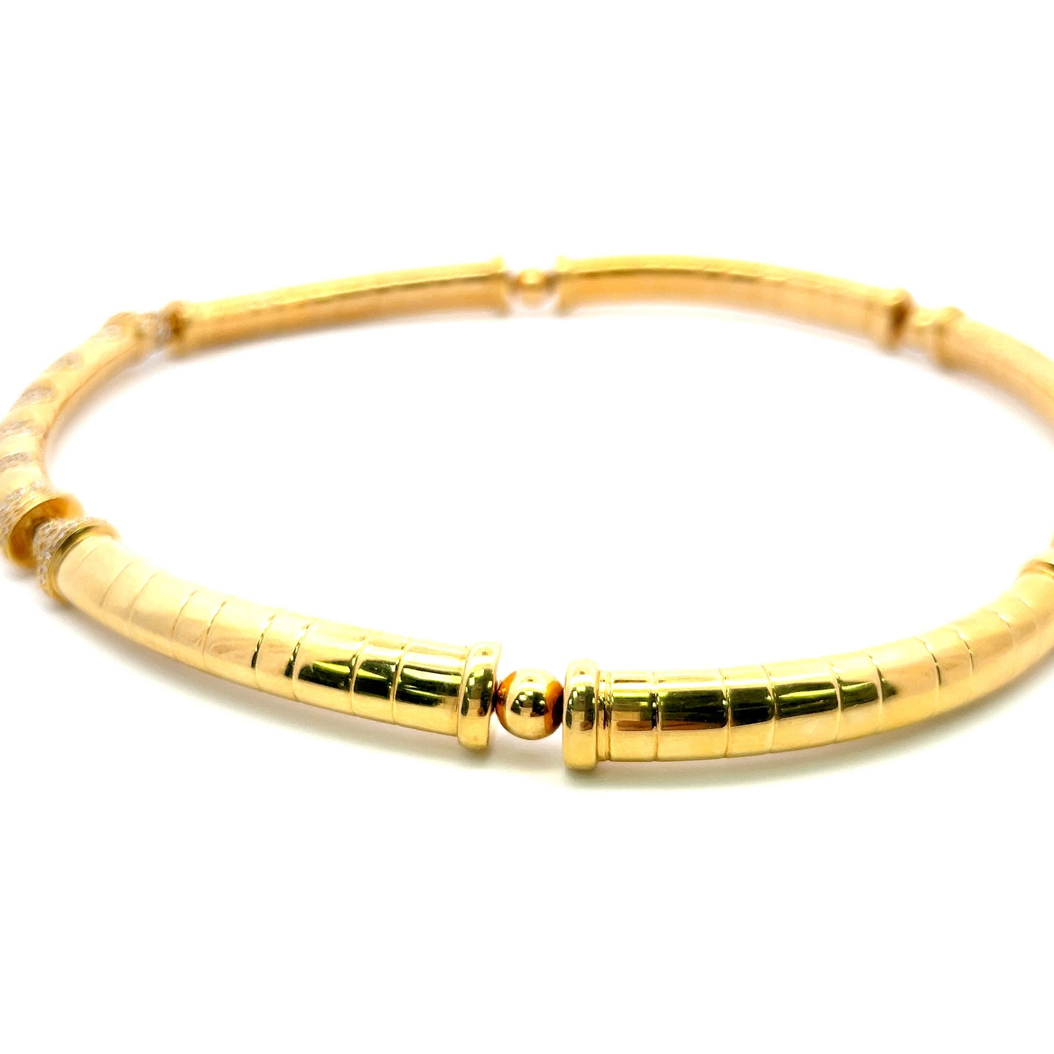 Women's 5.00 Carat Round Brilliant G VS1 Diamond 18 Karat Yellow Gold Choker Necklace For Sale