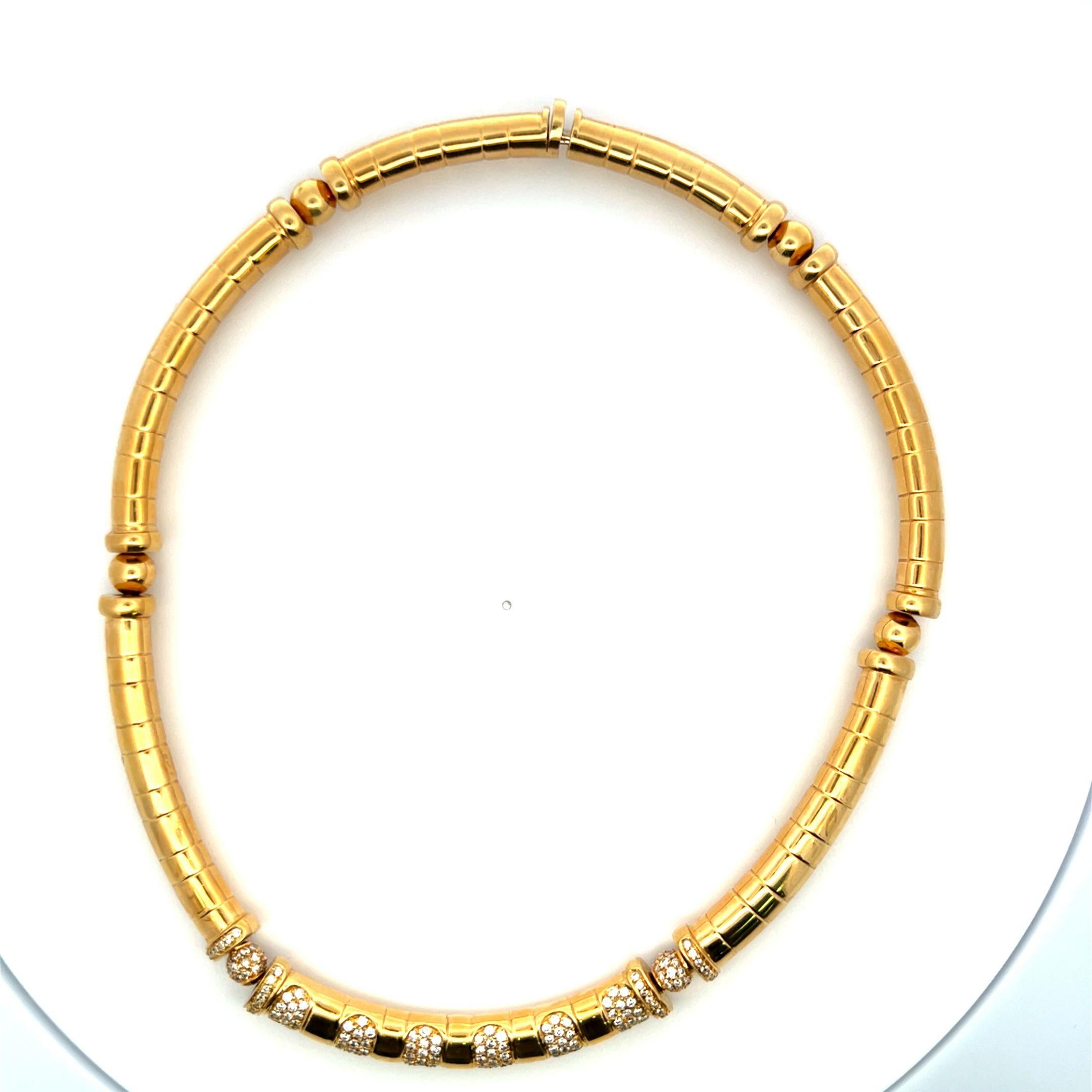 5.00 Carat Round Brilliant G VS1 Diamond 18 Karat Yellow Gold Choker Necklace For Sale 3