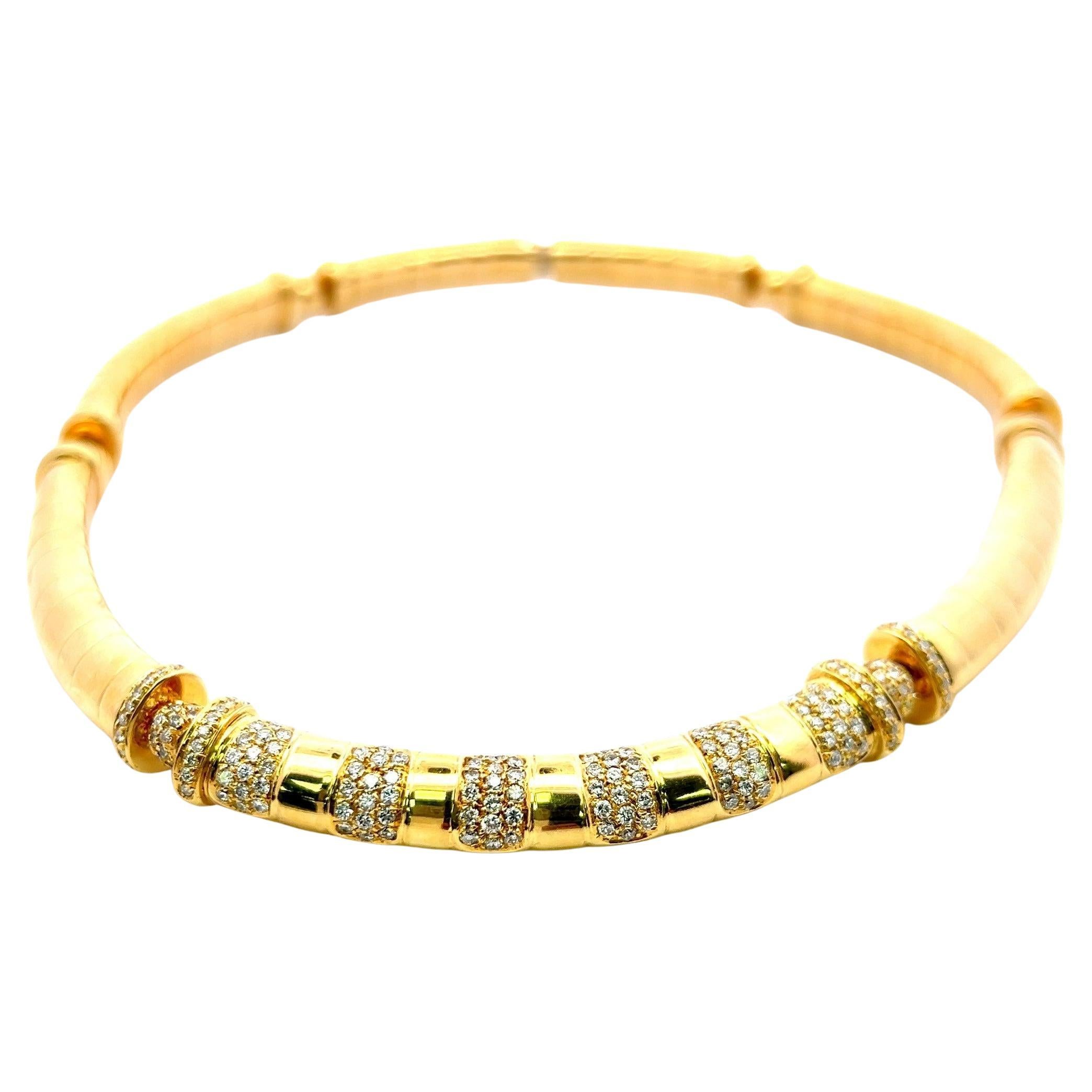 5.00 Carat Round Brilliant G VS1 Diamond 18 Karat Yellow Gold Choker Necklace