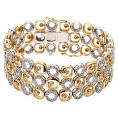 5.00 Carat Round Brilliant G VS2 Diamond 14 Karat Two Tone Gold Link Bracelet