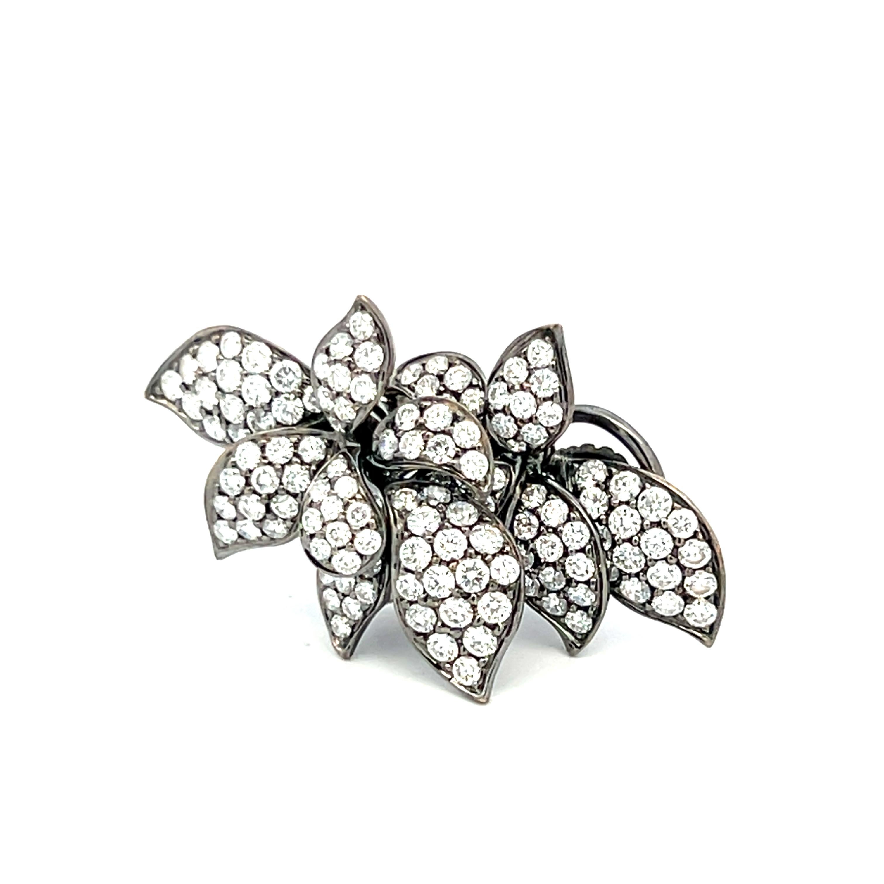 Orecchini a clip in oro bianco 18 carati da 5,00 carati con diamante tondo e brillante H.SI1 in vendita 5