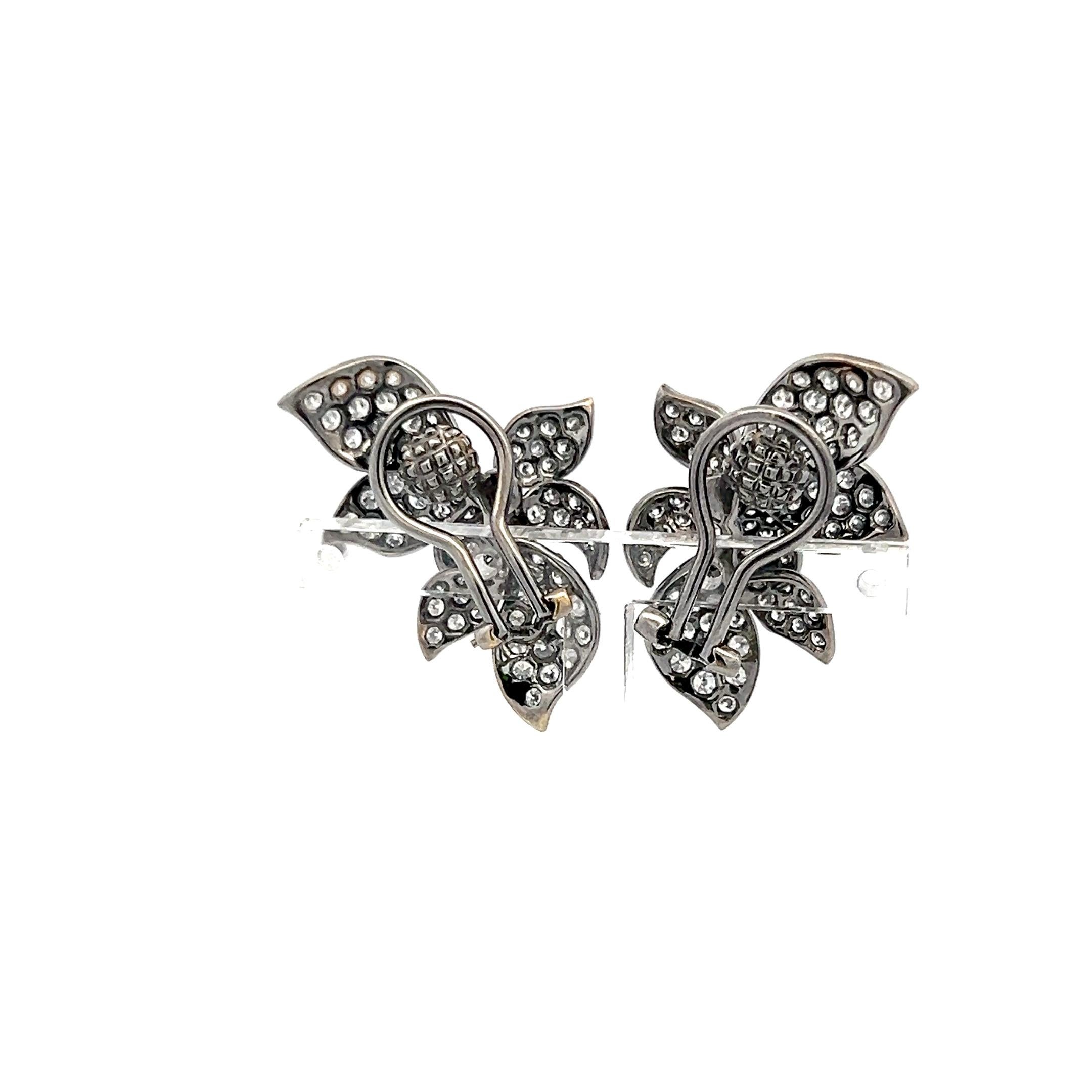 Taglio brillante Orecchini a clip in oro bianco 18 carati da 5,00 carati con diamante tondo e brillante H.SI1 in vendita