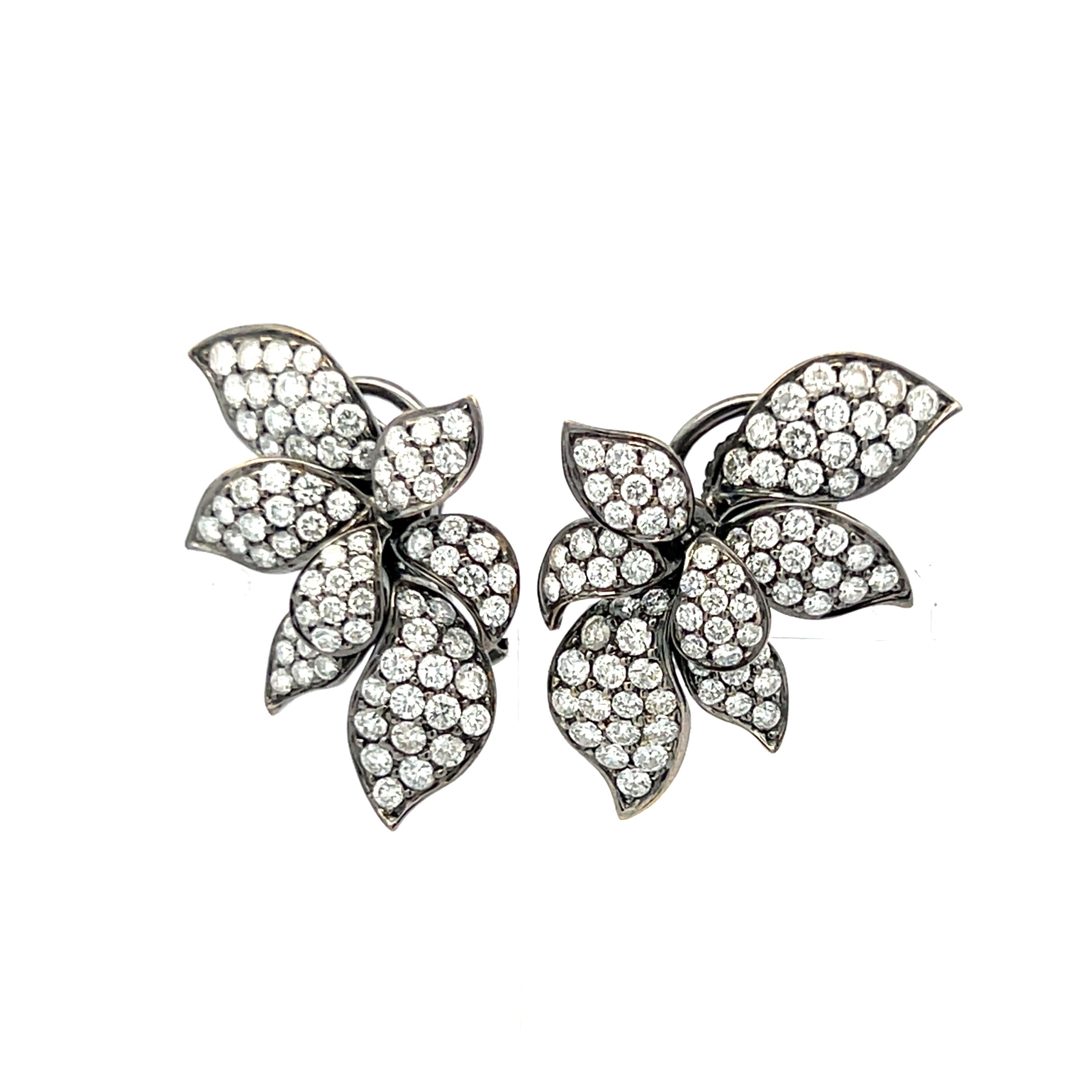 Orecchini a clip in oro bianco 18 carati da 5,00 carati con diamante tondo e brillante H.SI1 in vendita 1