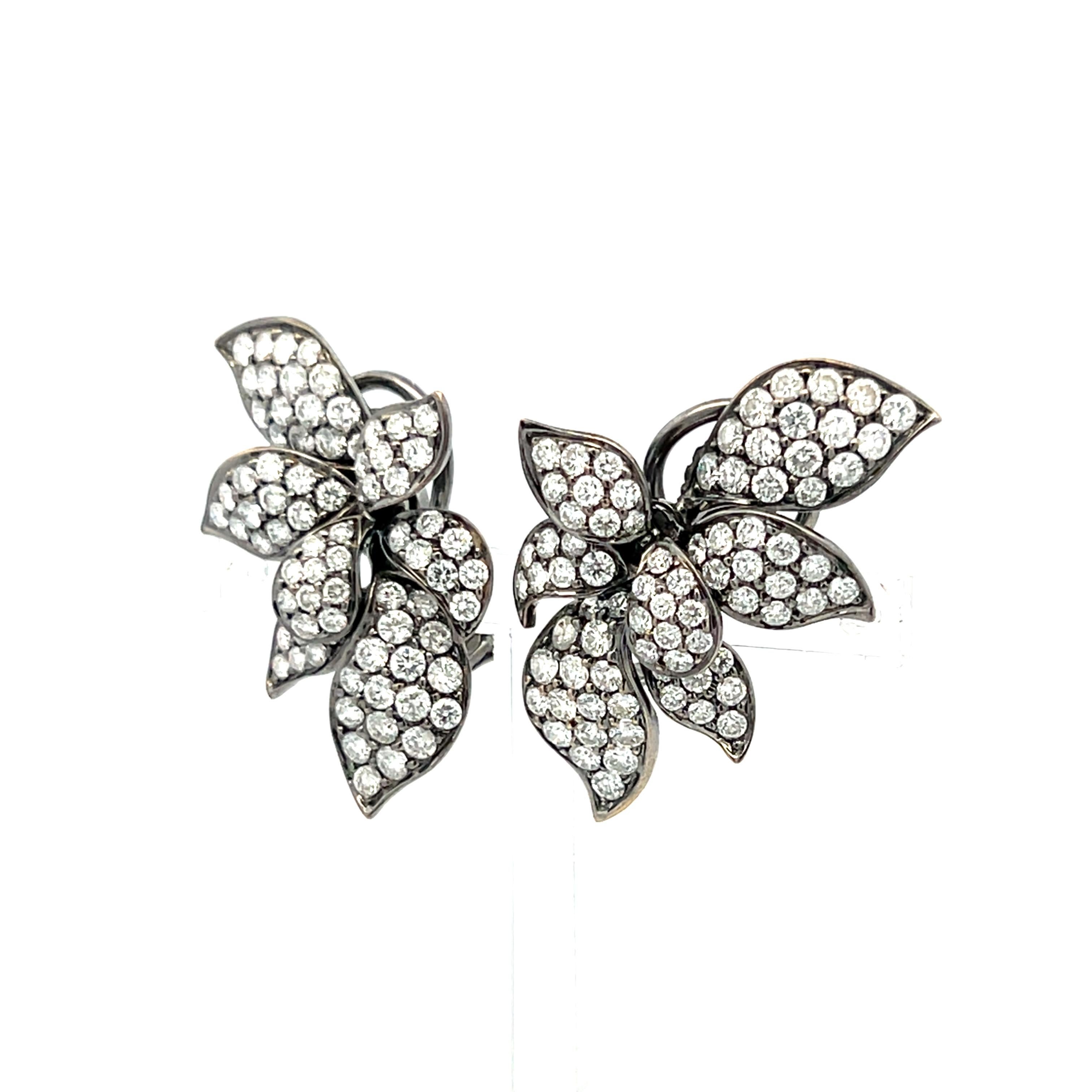 Orecchini a clip in oro bianco 18 carati da 5,00 carati con diamante tondo e brillante H.SI1 in vendita 2