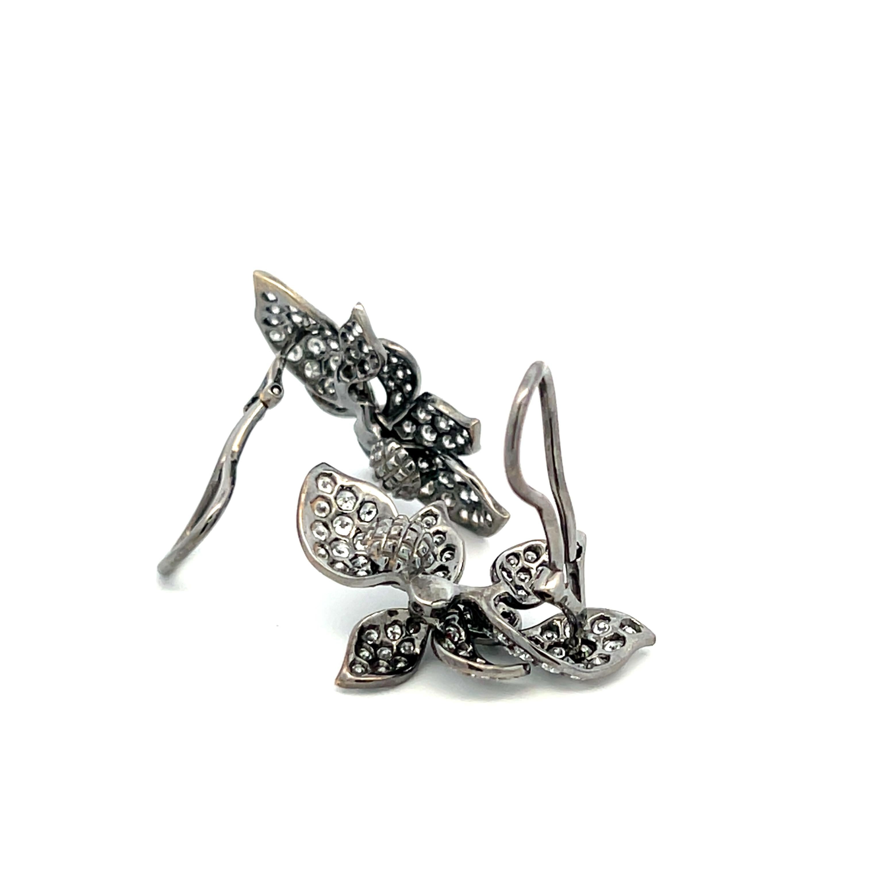 Orecchini a clip in oro bianco 18 carati da 5,00 carati con diamante tondo e brillante H.SI1 in vendita 4
