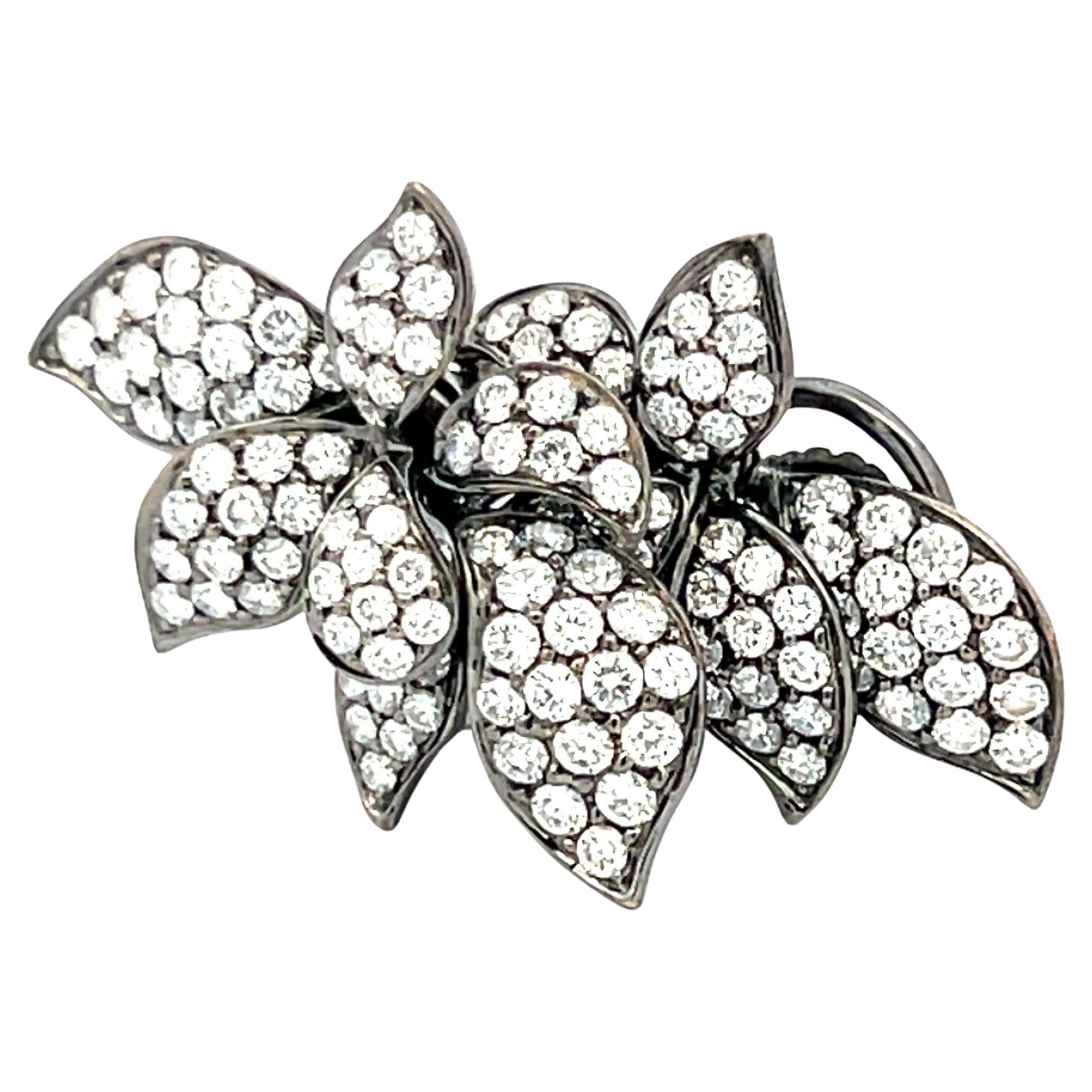 5.00 Carat Round Brilliant H SI1 Diamond 18 Karat White Gold Clip On Earrings