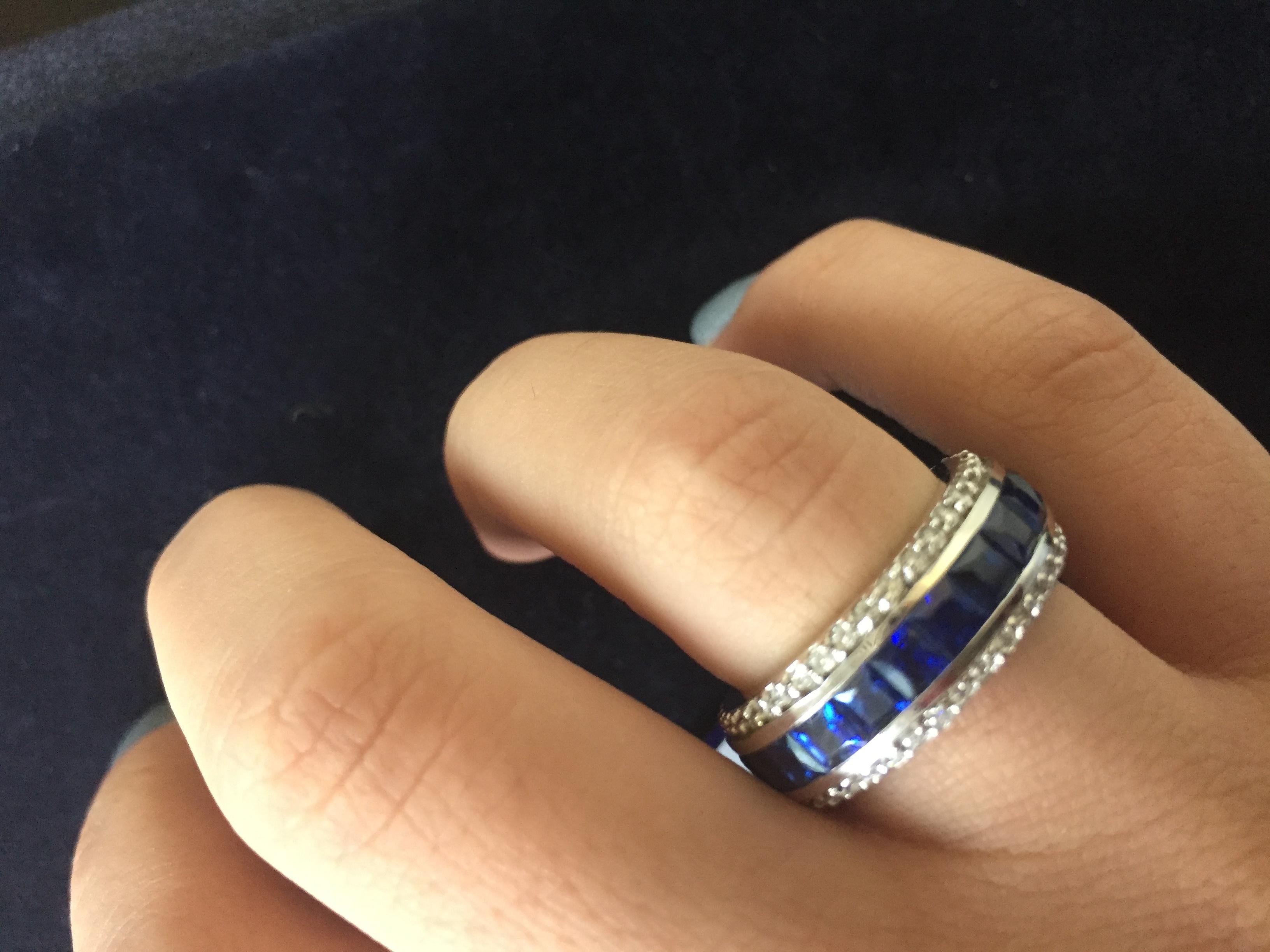 Modern 5.00 Carat Sapphire Princess Channel Eternity Band For Sale