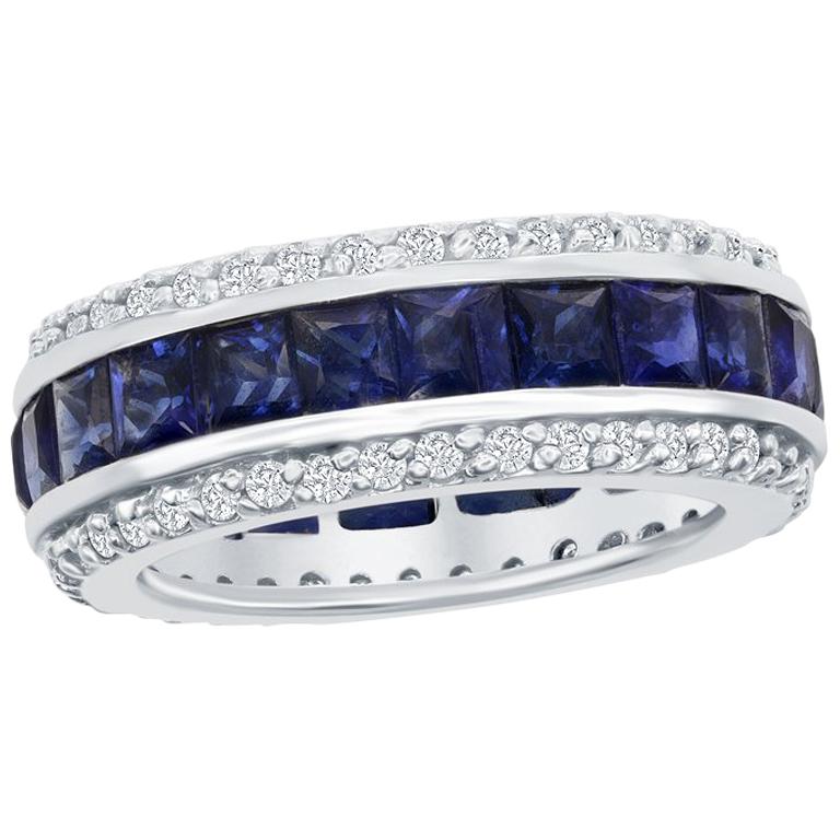 5.00 Carat Sapphire Princess Channel Eternity Band For Sale