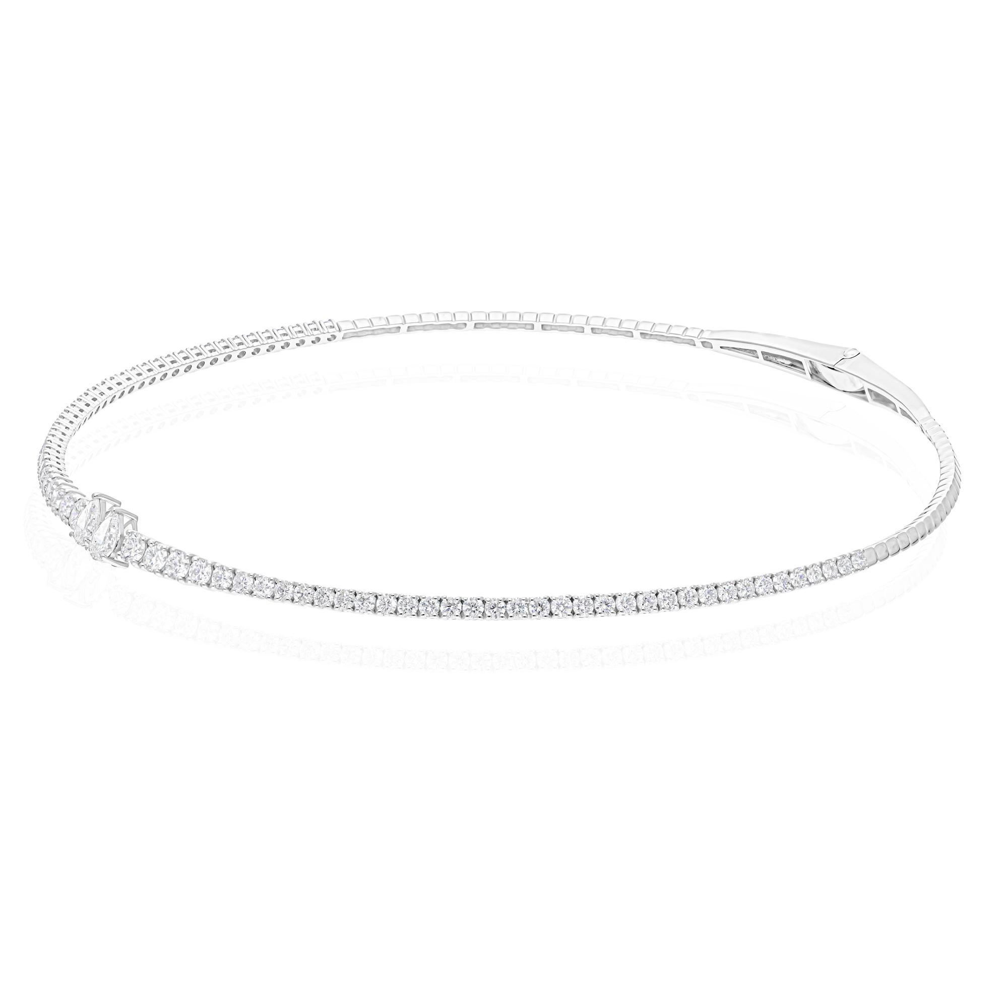 5.00 Carat SI/H Pear Diamond Open Choker Necklace 14 Karat White Gold Jewelry For Sale 2
