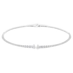 Collier ras du cou ouvert en or blanc 14 carats avec diamants taille poire SI/H de 5,00 carats