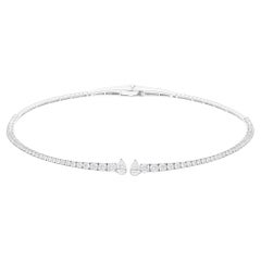 Collier ras du cou ouvert en or blanc 14 carats avec diamants taille poire SI/H de 5,00 carats