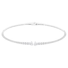 5.00 Carat SI/H Pear Diamond Open Choker Necklace 18 Karat White Gold Jewelry