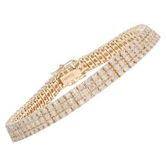 5.00 Carat Single Cut Diamond Bracelet, 14 Karat Yellow Gold Tennis